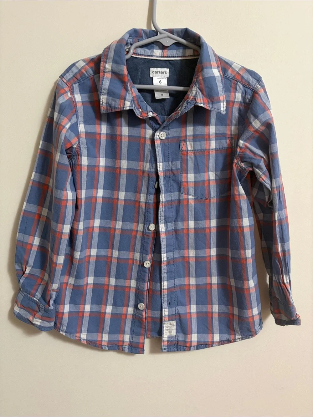 Carter's Blue and Orange Plaid Boys Button-Up Shirt